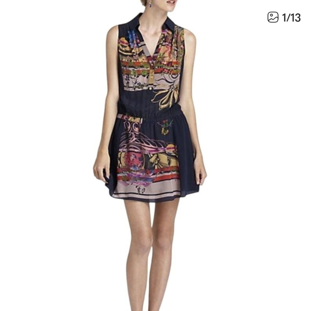 Size 8 Anthropologie Floral Navy Sleeveless Dress